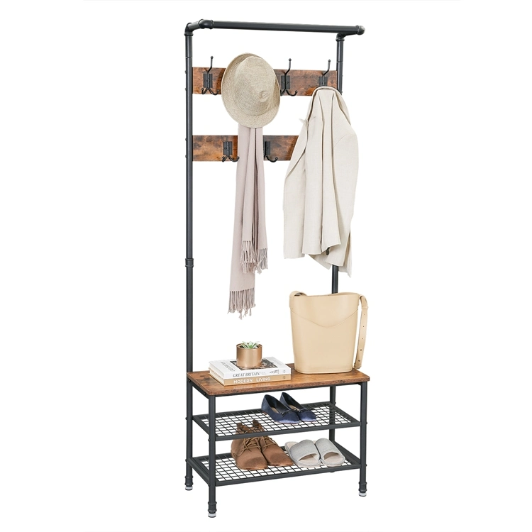 Manufacturers Metal Wooden Bedroom Coat Rack Entryway Hall Tree Coat Rack with Storage Bench